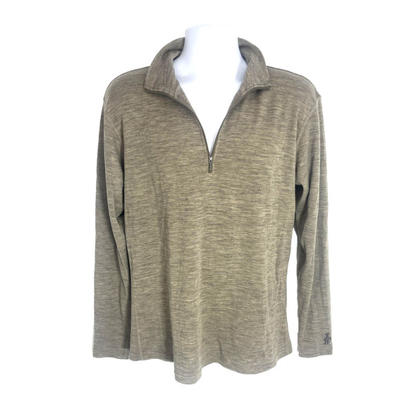 Smartwool Mens 1/4 zip Baselayer Size XL Oatmeal Gray Long Sleeves - Picture 11 of 12
